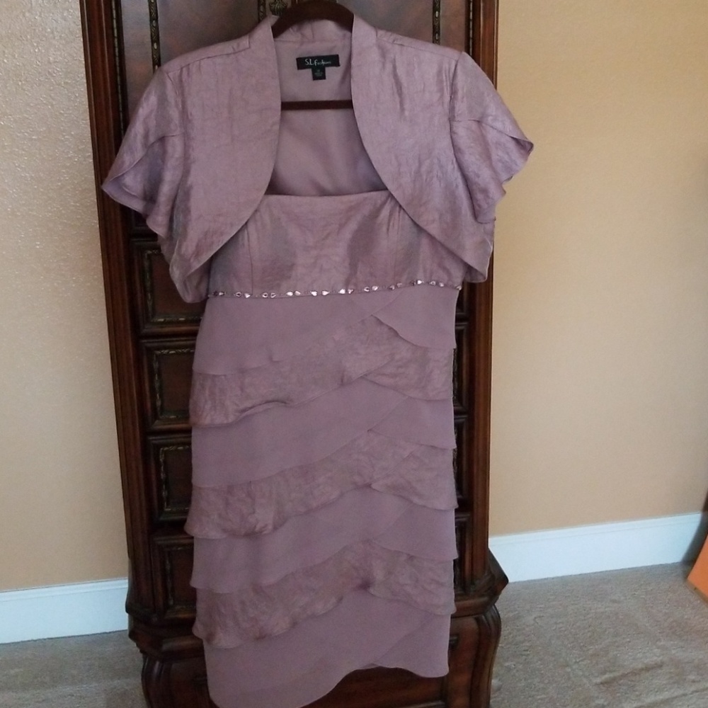 S.L.Fashions pink blush/light purplelavender dress